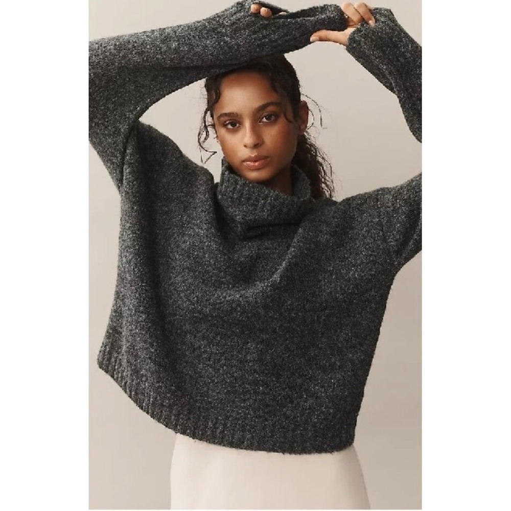 Anthropologie Pilcro The Lennon Wide Sleeve Turtleneck Sweater Gray M